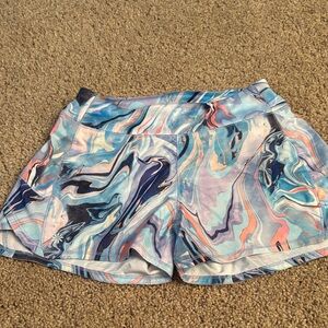 Athleta Girls Marble Print Shorts - Blue and Pink